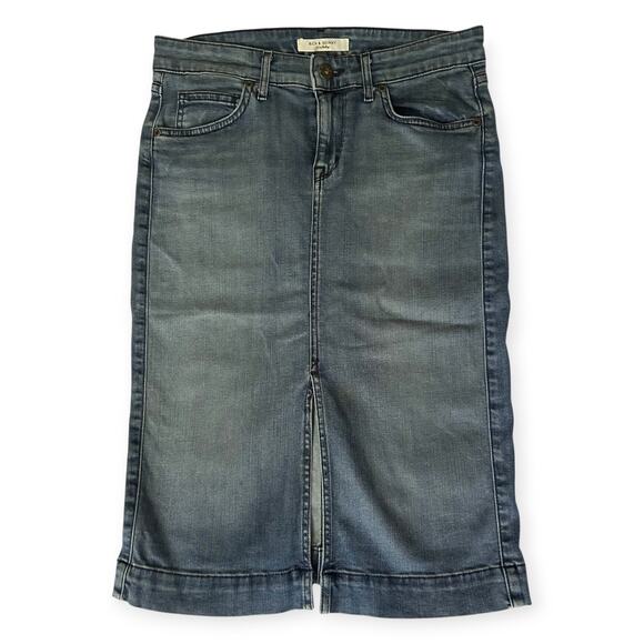Rich & Skinny Below-Knee Denim Pencil Slit Skirt w/ 5-Pockets | Sz 27 | Retro - Picture 1 of 5